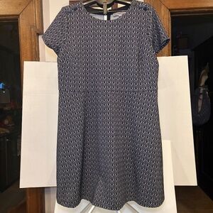 Loft Plus Black & White Knit Shift Dress Diamond Jacquard Texture Print 18 NEW